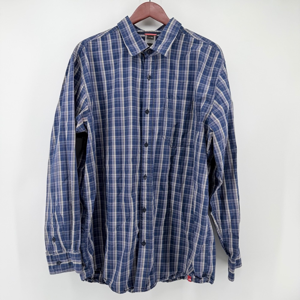 The North Face XL Arroyo Plaid Long Sleeve Button Down 100% Cotton Hiking Shirt